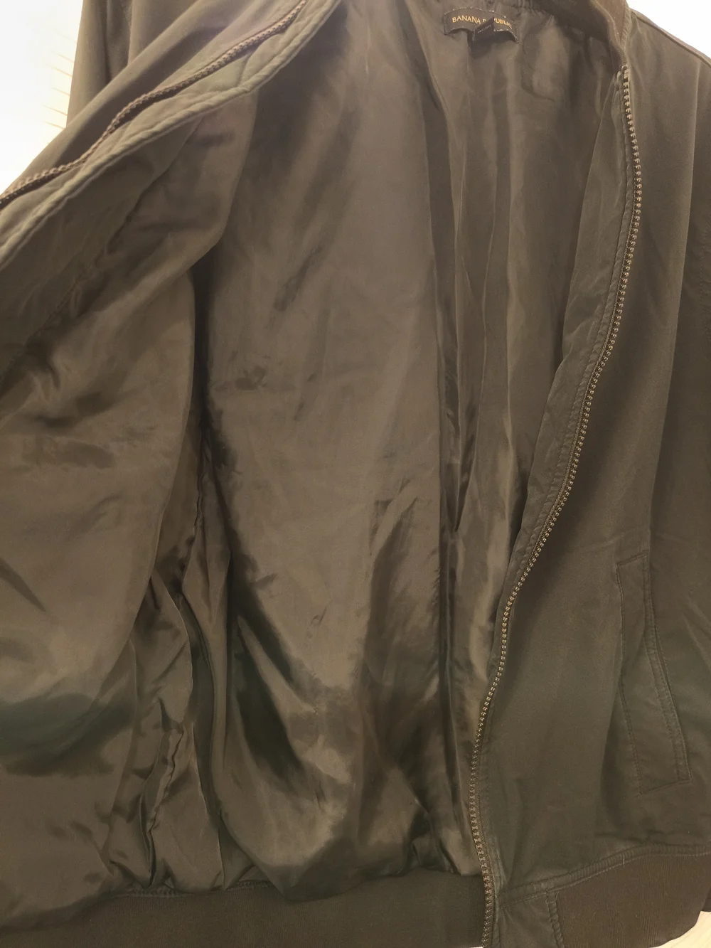 Banana Republic Men's Forest Green Zip-Up Bomber Sweater